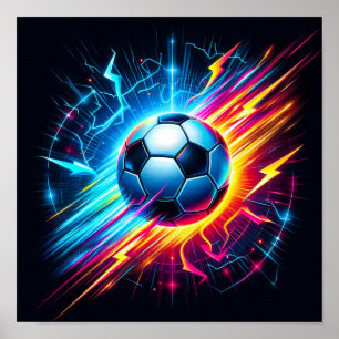 Futuristischer elektrischer Fußball Blitz Poster