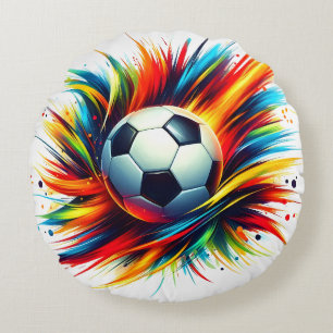 Futuristischer Fußball Splash Soccer Ball Abstract Rundes Kissen