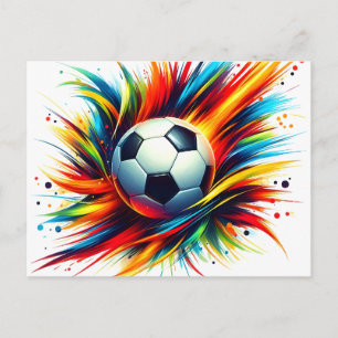 Futuristischer Fußball Splash Soccer Ball Abstrakt Ankündigungspostkarte