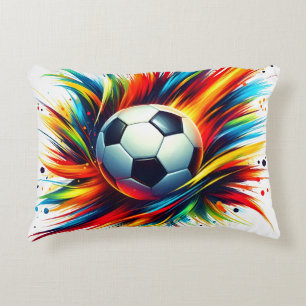 Futuristischer Fußball Splash Soccer Ball Abstrakt Dekokissen