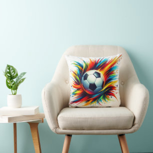 Futuristischer Fußball Splash Soccer Ball Abstrakt Kissen