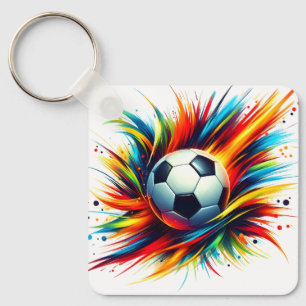 Futuristischer Fußball Splash Soccer Ball Abstrakt Schlüsselanhänger