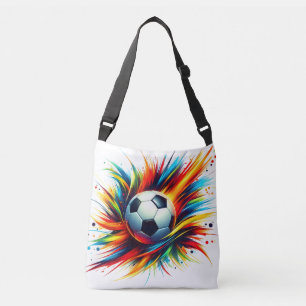Futuristischer Fußball Splash Soccer Ball Abstrakt Tragetaschen Mit Langen Trägern