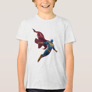 Futuristischer Held im Flug – Kühner Sci-Fi-Kriege Tri-Blend Shirt