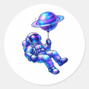 Futuristischer holografischer Weltraum-Astronauten Runder Aufkleber