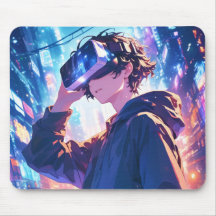 Futuristischer Junge mit VR - Anime-Mauspad