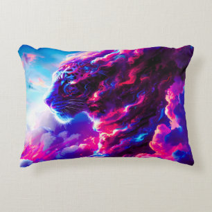 Futuristischer kosmischer Neon-Leopard Dekokissen