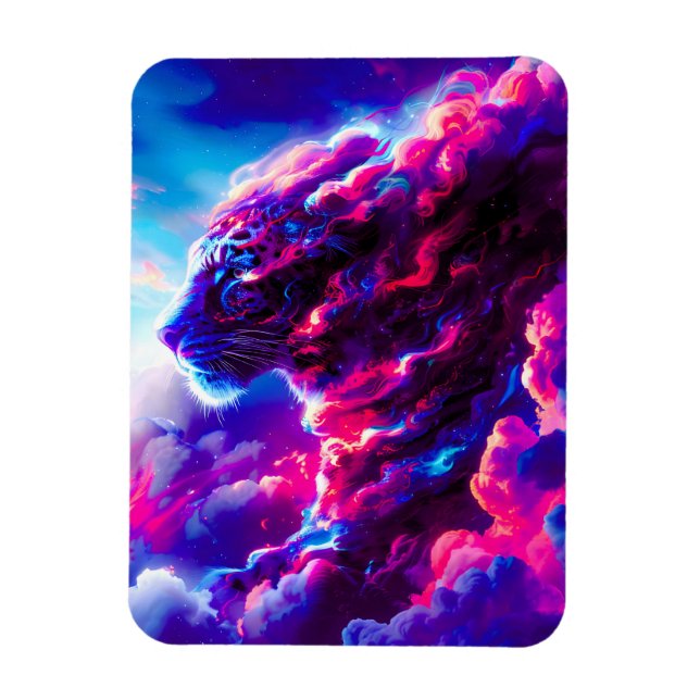 Futuristischer kosmischer Neon-Leopard  Magnet (Vertikal)