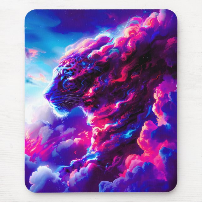 Futuristischer kosmischer Neon-Leopard  Mousepad (Vorne)