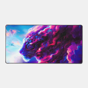 Futuristischer kosmischer Neon-Leopard  Schreibtischunterlage