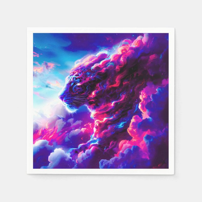 Futuristischer kosmischer Neon-Leopard  Serviette (Vorderseite)