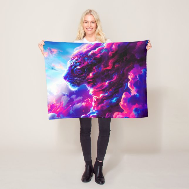 Futuristischer kosmischer Neonleopard  Fleecedecke (Beispiel)