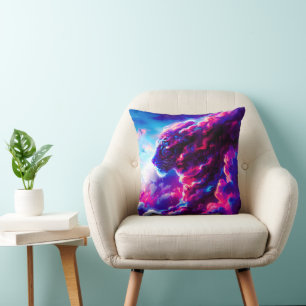 Futuristischer kosmischer Neonleopard  Kissen