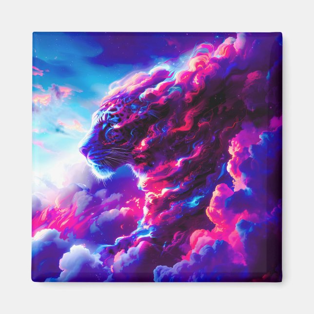 Futuristischer kosmischer Neonleopard  Magnet (Vorne)