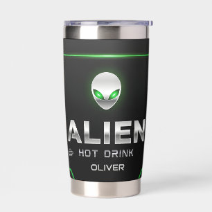 Futuristischer metallischer Alien- und UFO-Akzent Thermobecher