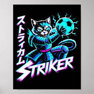 Futuristischer Neon-Katzenschläger Cyberpunk-Fußba Poster