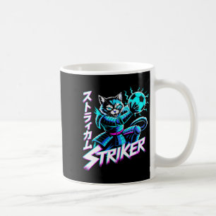 Futuristischer Neonkatze-Stürmer-Cyberpunk-Fußball Kaffeetasse