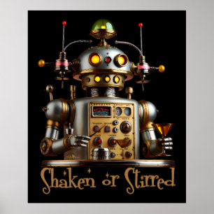 Futuristischer Roboter-Barkeeper "Geschüttelt oder Poster