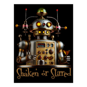 Futuristischer Roboter Barkeeper "Geschüttelt oder Poster