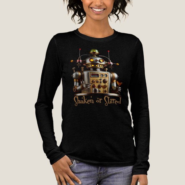 Futuristischer Roboter Barkeeper "Geschüttelt oder Tri-Blend Shirt (Vorderseite)