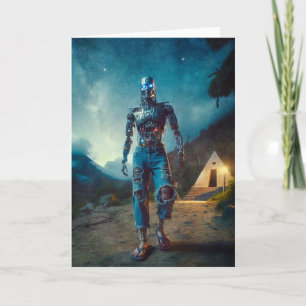 Futuristischer Roboter in antiker Landschaft Karte