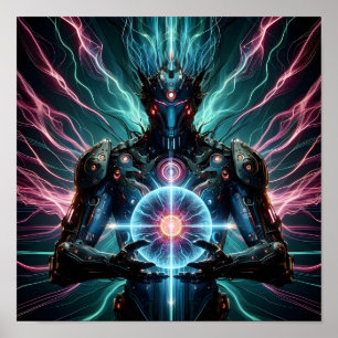 Futuristischer Roboter Kosmischer Kern Cyberpunk Poster