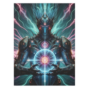 Futuristischer Roboter Kosmischer Kern Cyberpunk Tischdecke