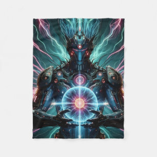 Futuristischer Roboterkosmischer Kern Cyberpunk Fleecedecke