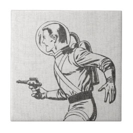 Futuristischer und nostalgischer Retro-Sci-Fi-Stra Fliese