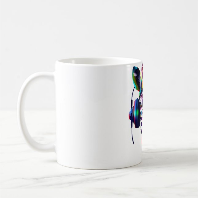 Futuristischer Zebra-Headset Kaffeetasse (Links)