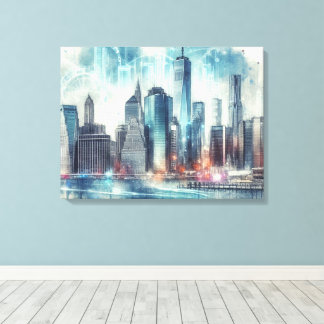 Futuristisches Abstrakte von New York City Leinwanddruck