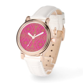 Futuristisches abstraktes rosa Fuchsien-Muster Armbanduhr