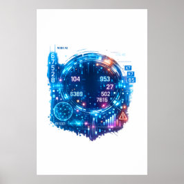 Futuristisches AI-Datenkopf-Poster – Cyber-Tech  Poster
