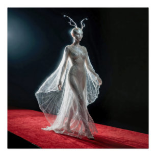 Futuristisches Alien-Modell in Spinnennetz-Kleid Poster