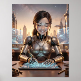 Futuristisches Androiden-Designer-Traumplakat Poster
