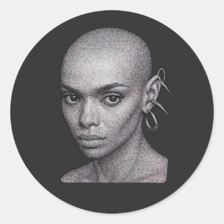 Futuristisches Bald-Pointillismus-Portrait Runder Aufkleber