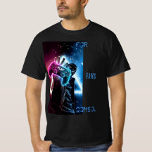 Futuristisches Cyber-Gamer Neon Blau und Rosa T-Sh