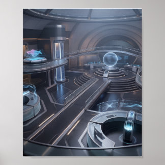 Futuristisches Cyber-Gaming-Kommandozentrum Poster