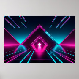 Futuristisches Cyberpunk-Dreiecksportal Geometrisc Poster