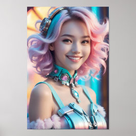 Futuristisches Cyberpunk-Lächeln Poster