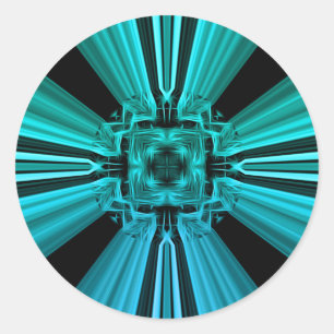 Futuristisches elektrisches Plasma-Fraktaldesign Runder Aufkleber