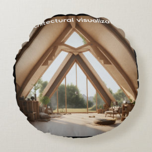 Futuristisches Haus im Bau mit geometrischer Rundes Kissen