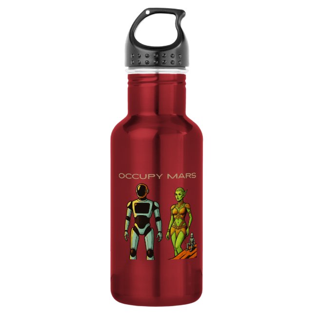 Futuristisches humanoide Roboterdesign Edelstahlflasche (Vorderseite)