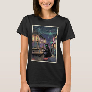 Futuristisches japanisches Katzen-Ramen-Restaurant T-Shirt