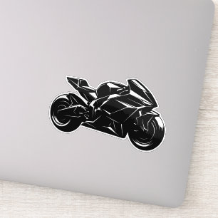 Futuristisches Motorrad Schwarz Weiß Vektor  Aufkleber