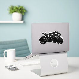Futuristisches Motorrad Schwarz Weiß Vektor Aufkleber