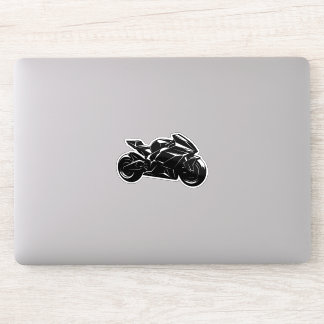 Futuristisches Motorrad Schwarz Weiß Vektor  Aufkleber