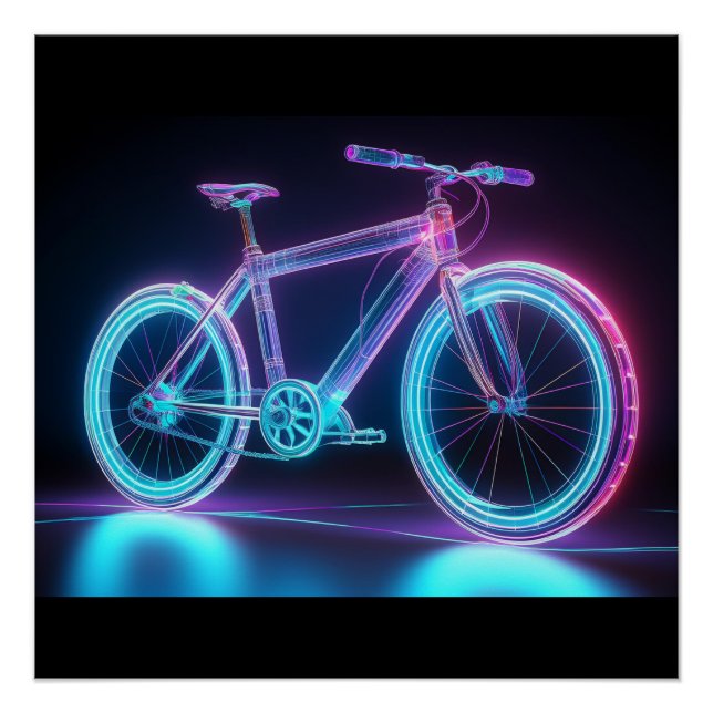 Futuristisches Neon Bicycle - Hightech Wireframe A Poster (Vorderseite)