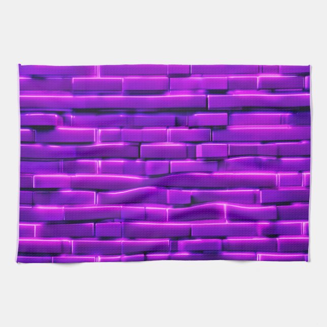 Futuristisches Neon Brick Wall Design Geschirrtuch (Horizontal)