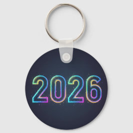 Futuristisches Neon Glow 2026 doppelseitig Schlüsselanhänger